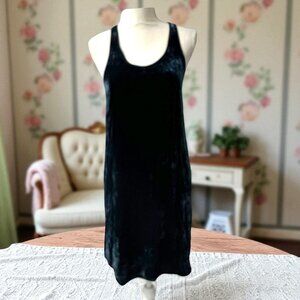 Theory Teal Blue Crushed Velvet‎ & Silk Racerback Tank Dress Size 6 DEFECTS